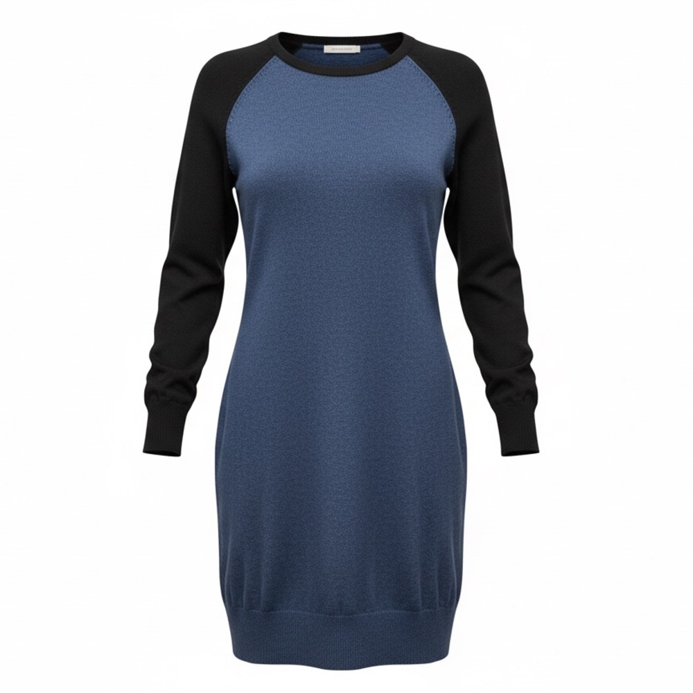Philosophy Cashmere Blend Colorblock Sweater Dress Blue Grey/Black Size M
